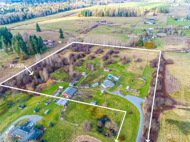 10.85 acres! Private gated entrance off of 304th St. Pond is approx. 40'-50'Wx4'D in winter.