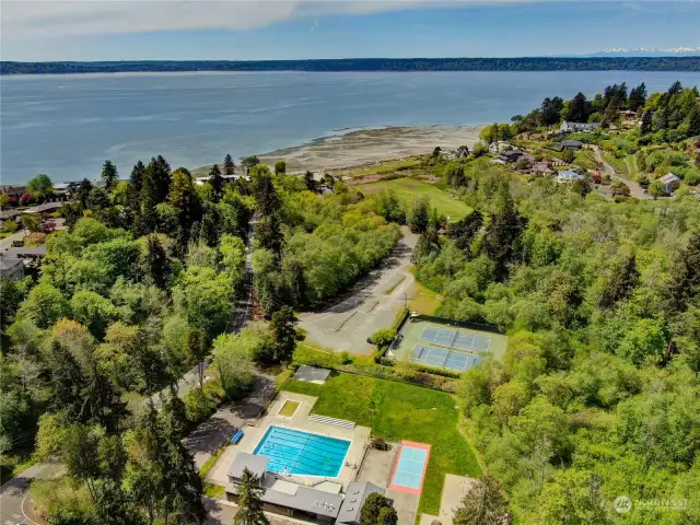 420 SW 206th Street comes with Lot A rights! Seen below is a peek at The Cove...18 acres with 70 feet of Puget Sound waterfront, a duck pond for salmon rearing, boat launch, community clubhouse, tennis and pickleball cours, two creeks, a wetland area, fire pits and so much more!