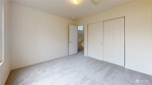 The second bedroom has a large closet.