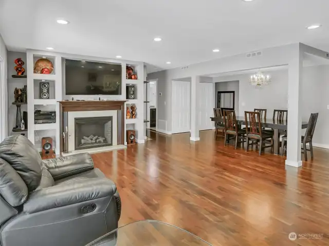Living room photo, notice beautiful walnut floors.