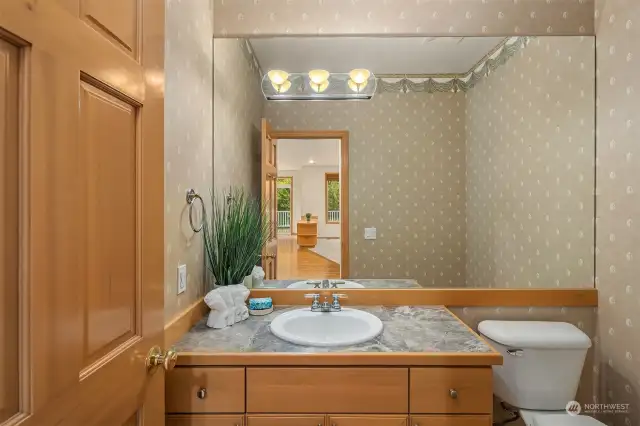 Three Bathrooms – a convenient half bath on the main floor for guests; Upstairs an updated full bathroom and a luxurious 5-piece primary bathroom