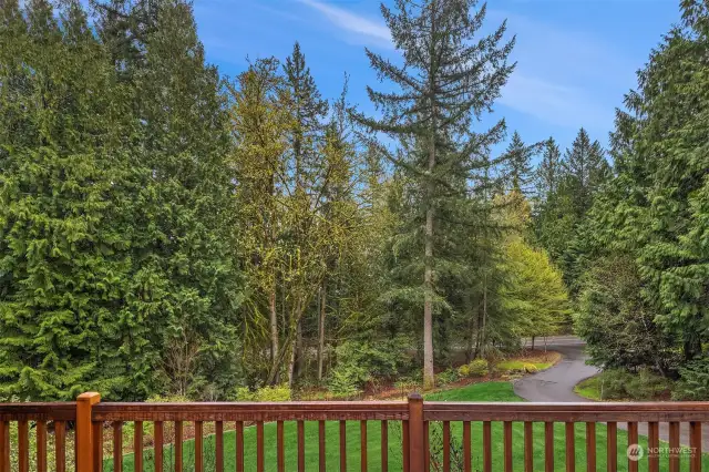The home is set far back from the street. Enjoy the private, peaceful surroundings while still being just a short drive away from all the amenities that Sammamish and Redmond have to offer.