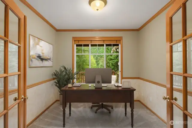 Main floor office/den.    Great natural lighting.  Virtual Staging.