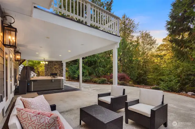The lower level offers inviting outdoor spaces.