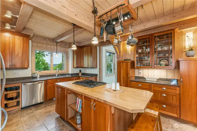Warm inviting kitchen. Gorgeous cherry cabinets