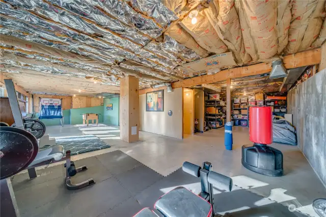 Gym and Storage area in Basement. Earthquake retrofit completed during 2019 remodel.