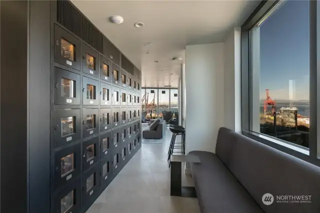 Owners penthouse lounge includes temp-controlled wine storage.