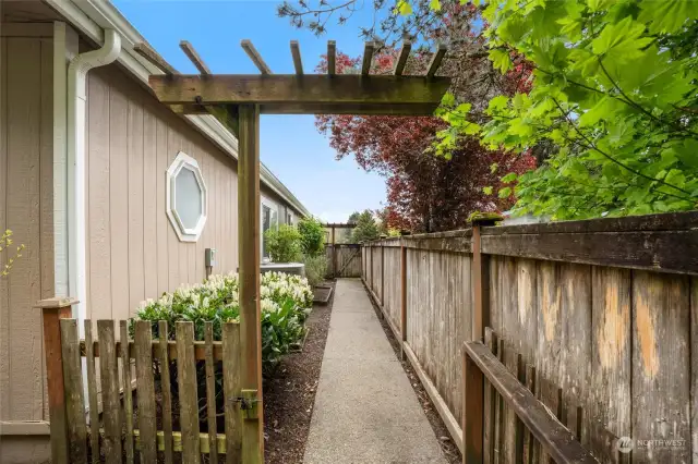 Sidewalks around the home allow for easy access to maintain the yard.