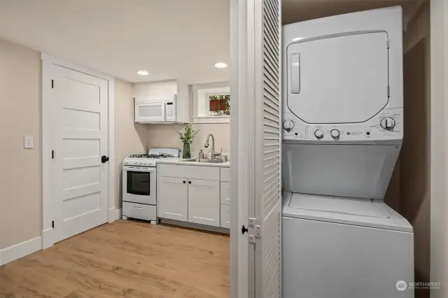 private washer and dryer on lower level.
