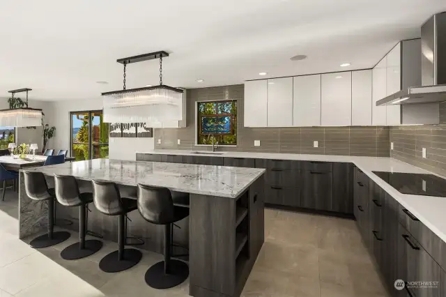 Oversized island in the main floor kitchen, perfect for entertaining.