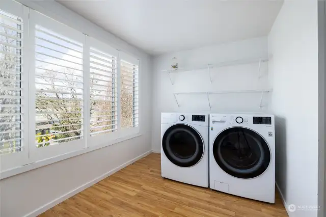 The large  laundry room is located on the main floor for convenience.