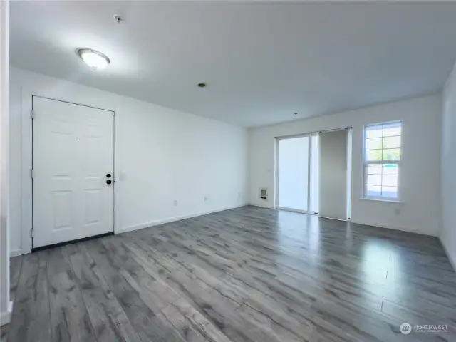 living room with patio door
