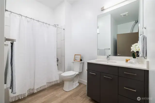 Second floor bathroom is a full bath with tub/shower.