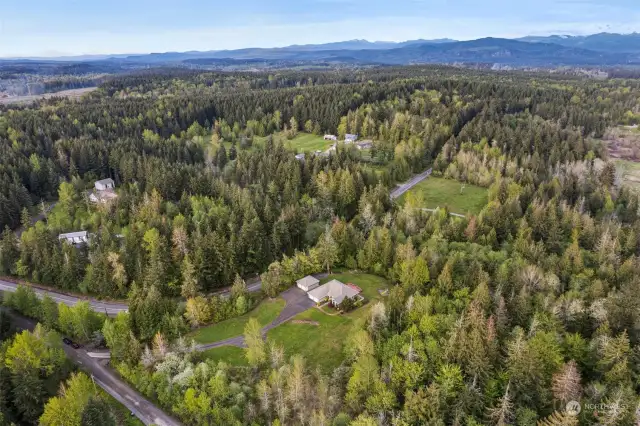 You can see the private, gated drive up to the home and the tree line separates the remaining acres with the road running through it. Previous owner started looking into a small plat, buyer to verify all to their own satisfaction.