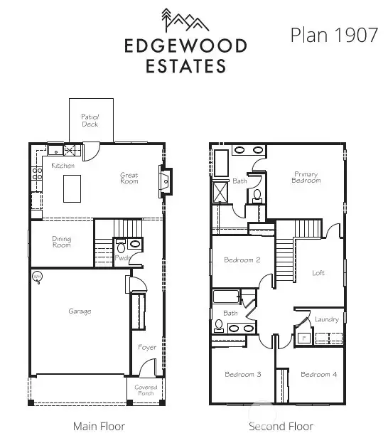 Plan 1907 Floorplan rendering. Details are not exact and are subject to change.