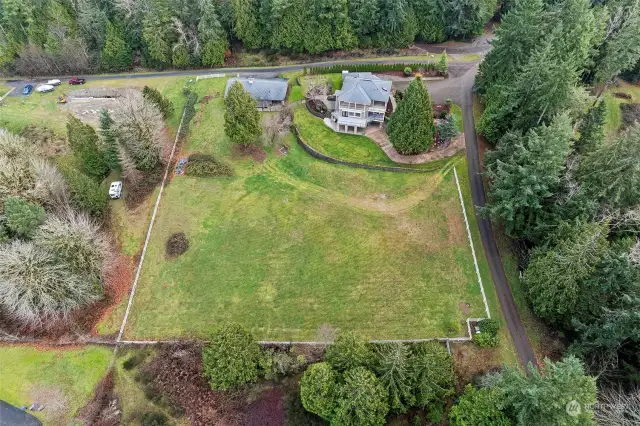 Nice drone shot of the fenced grounds.
