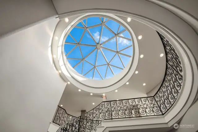 Spectacular museum quality skylight is the focal point of the home