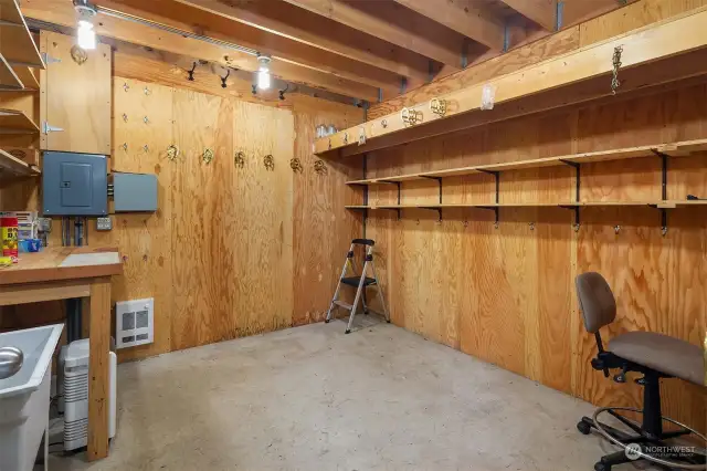 Tack Room with sink and hot water