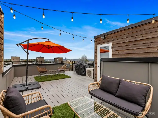 Tons of space on this rooftop deck.