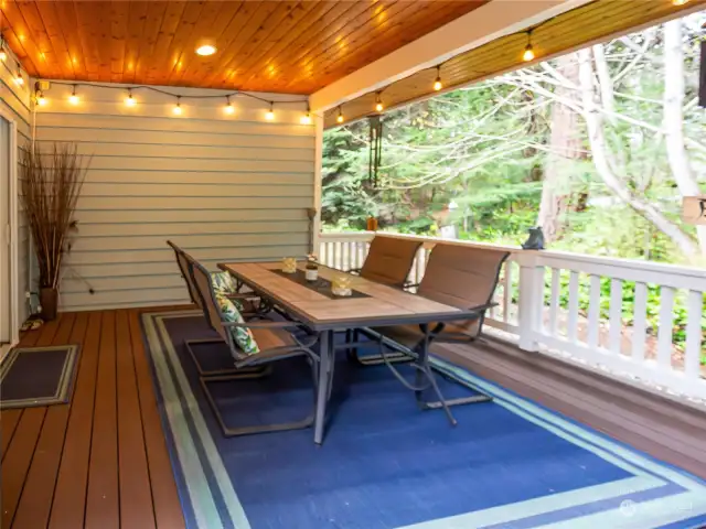 Covered deck, great for entertaining all year long!