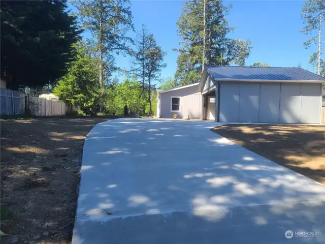 Long and wide concrete driveway