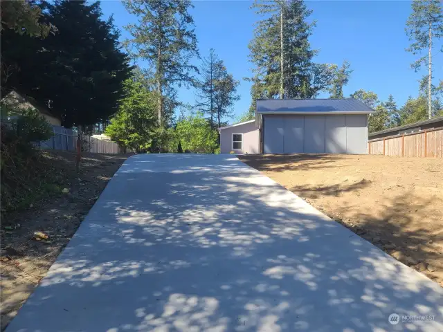 Brand new concrete driveway