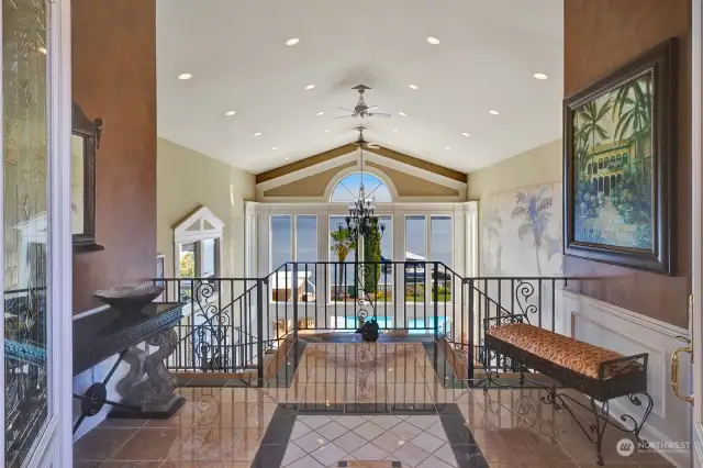 Entryway welcomes you with 33ft ceilings and views of Lake Washington