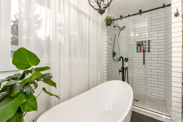 Bath off of Primary with awesome tile shower