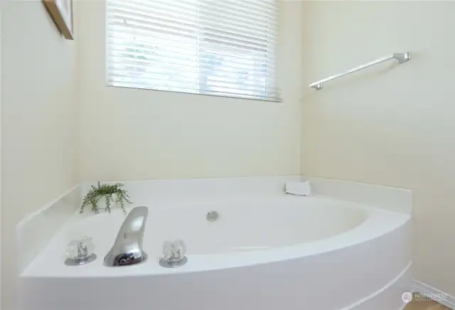 Sink into the indulgence of the large soaking tub, providing the perfect spot to unwind and rejuvenate after a long day.