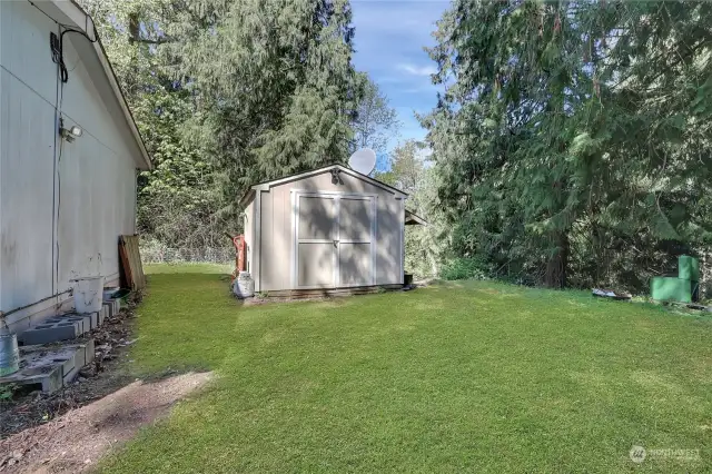 This shed is great for more storage.
