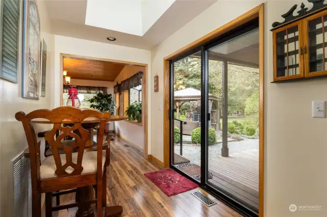 Coffee nook and sliding doors to back deck and gazebo