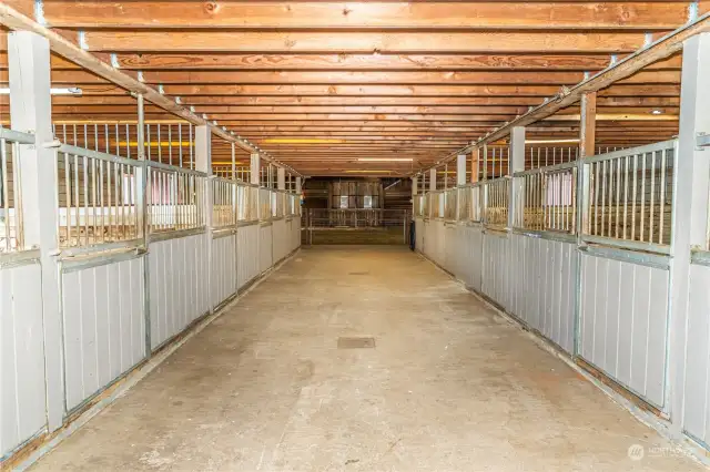 15 matted stalls in main barn with room for more.