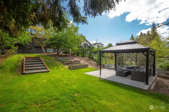 The newly built outdoor gazebo adds another dimension of possibility for outdoor living.