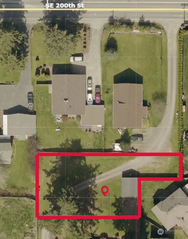 Aerial showing the driveway from SE 200th St