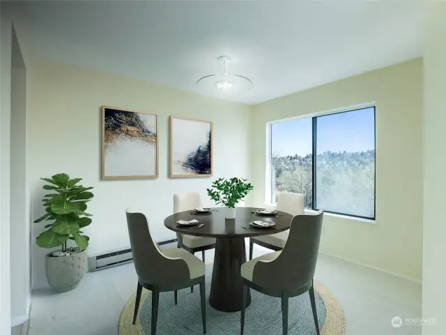 Suggested placement of dining room furniture to maximize views!