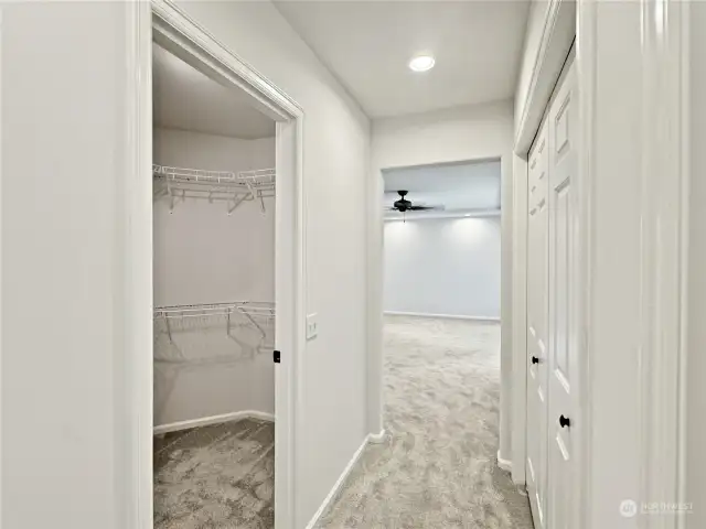 Main Home-Not only is there a walk in primary closet but another closet on the right