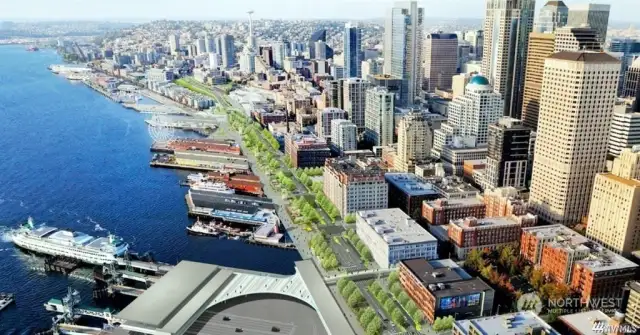 Rendering of the future Waterfront Park and Promenade.