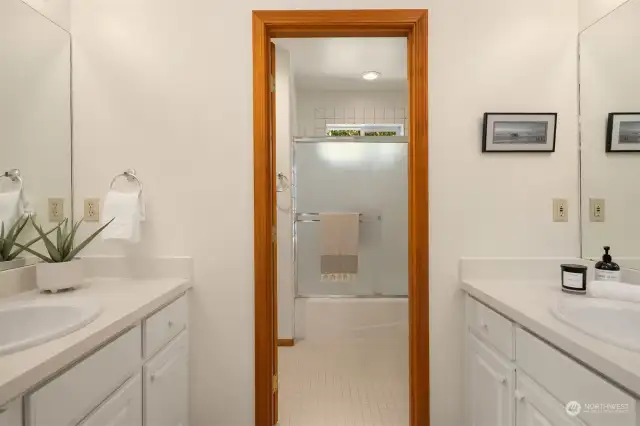 upper third bathroom with double sinks