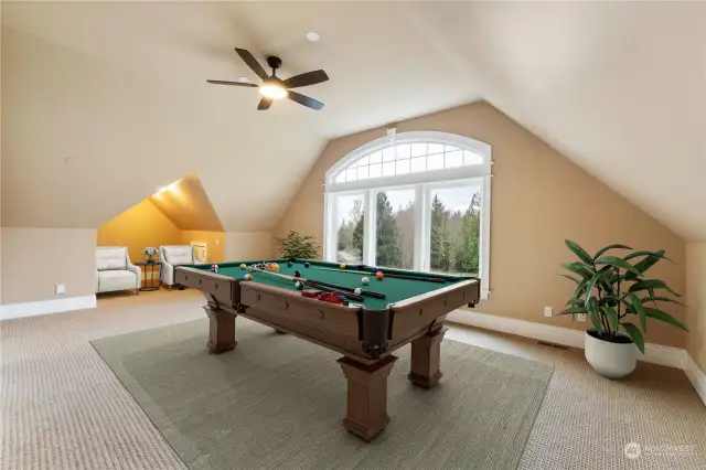 Back bonus rm has lots of light and arched window. Plenty of space for a pool table or whatever your needs are. (Virtually staged)