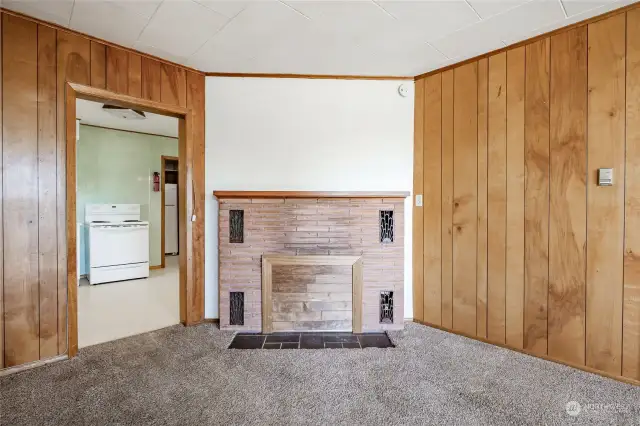 Decommissioned wood fireplace