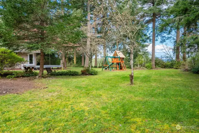 Stunning property, level 3+ acres. Trees include Madrones, old growth Maple and Fir.