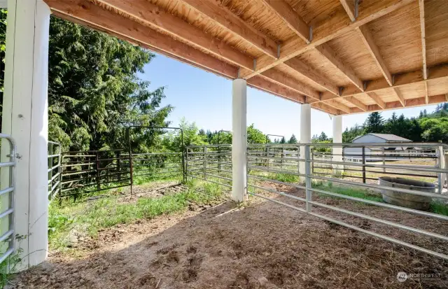 Three paddocks with with Dutch doors to the indoor stalls and swinging gates for easy cleaning.