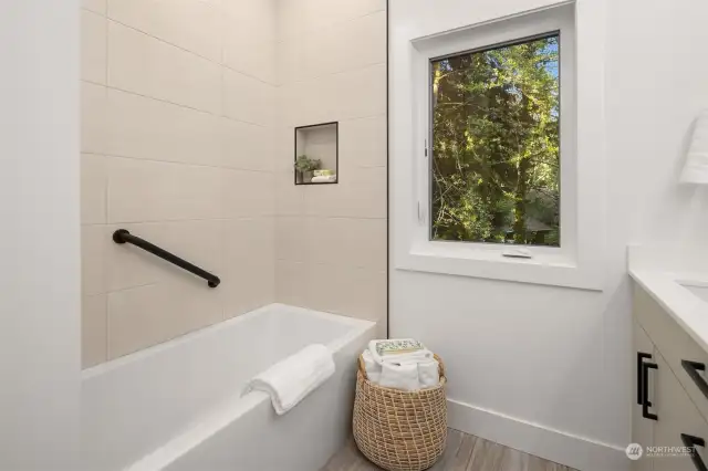 Deep soaking tub and shower