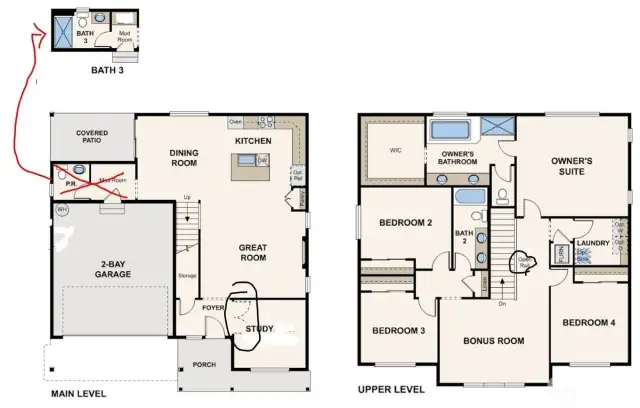 Warren Floorplan - Lot 79 has a RIGHT garage and will be a mirror image