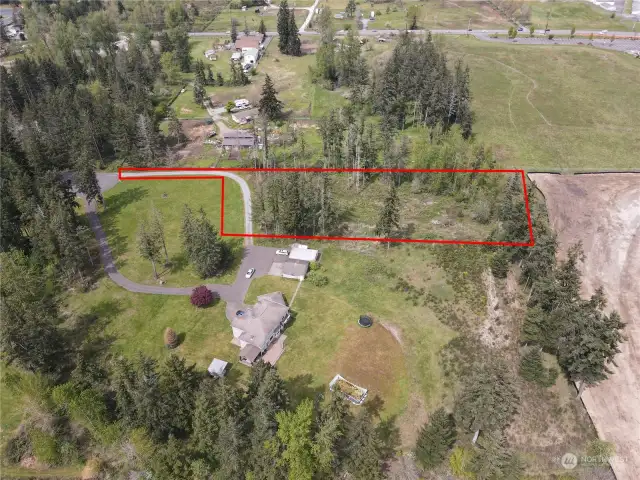 Good Ariel view of the 1.8 AC vacant land with Mt Rainier view.