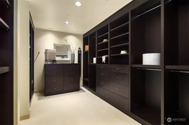 Dream closet with built in dresser.