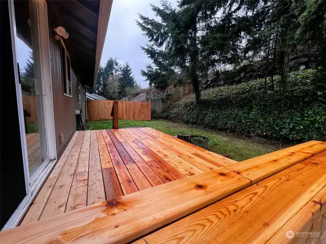 Wonderful new cedar decking and 8' long bench