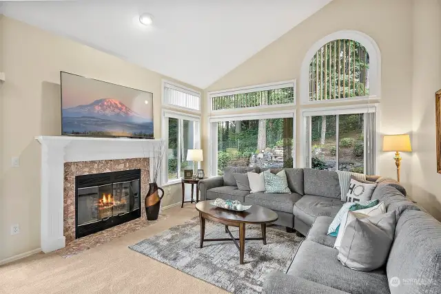 Light and bright!  Vaulted ceilings and lots of windows make this a cheery and peaceful sanctuary.