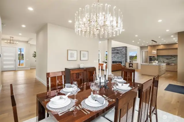Formal Dining area with a Restoration Hardware light fixture