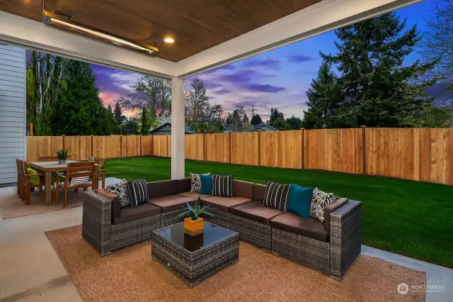 Private outdoor covered living area with BBQ hook-up